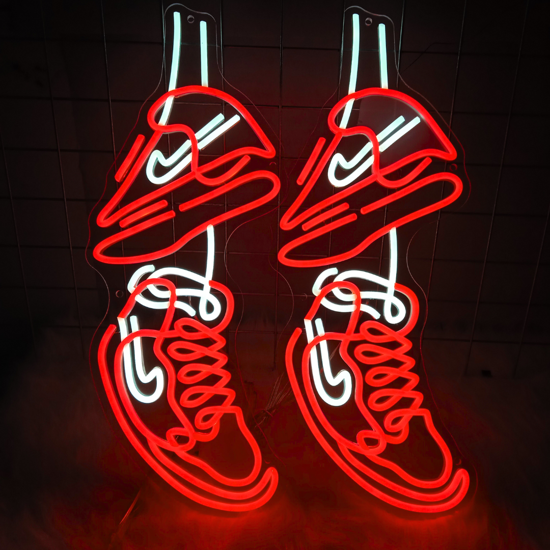 Nike Air Jordans Neon Sneakers Poster - Michael Jordan Wall Art Shoe A
